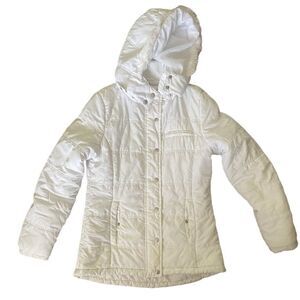 Glassons Girls White Puffer Jacket with removable hood. Size 14.